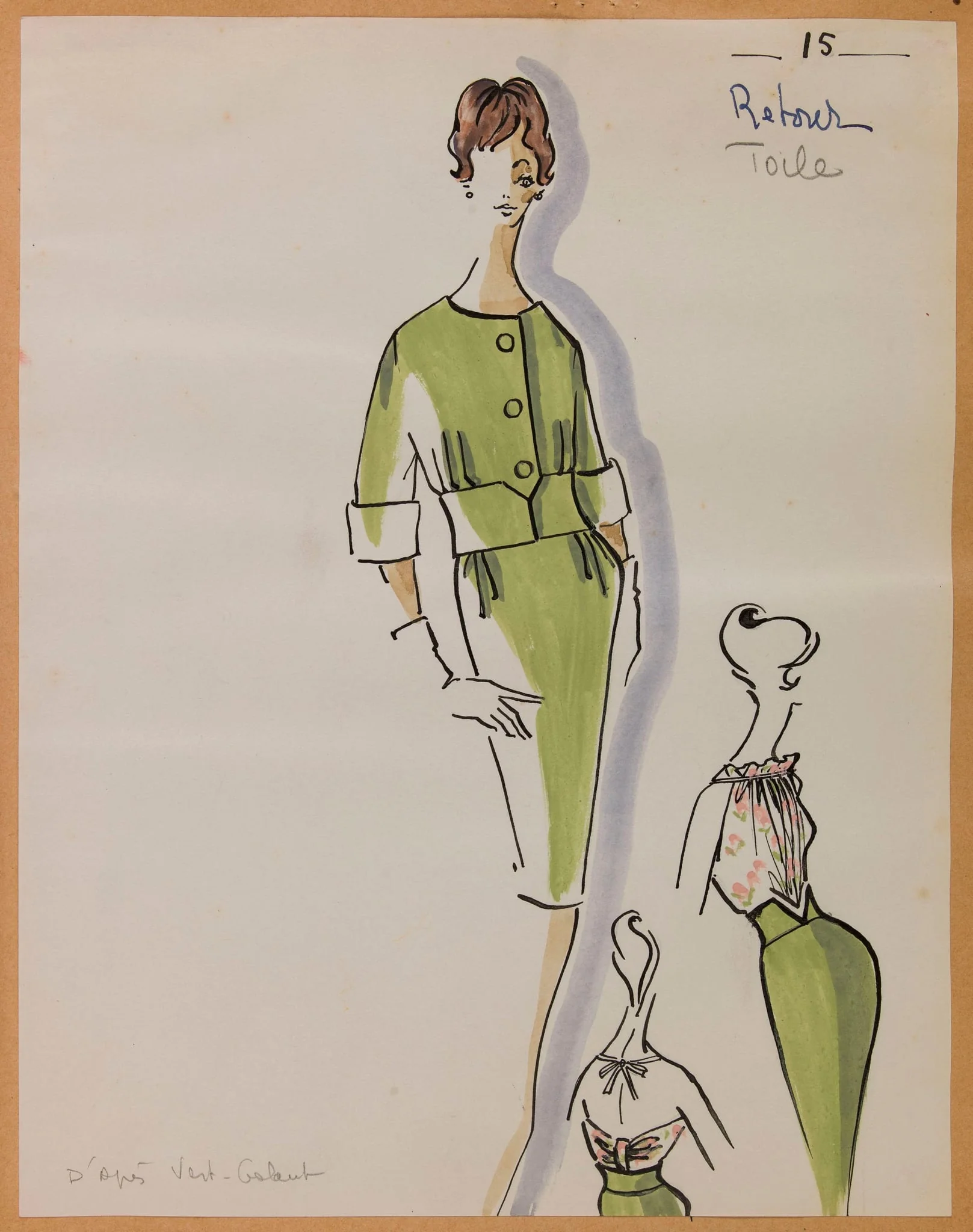 Tailleur amande, detail