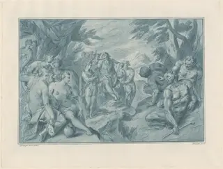 The Musical Contest Between Apollo and Pan, by Andrea Scacciati, ink, 1766
