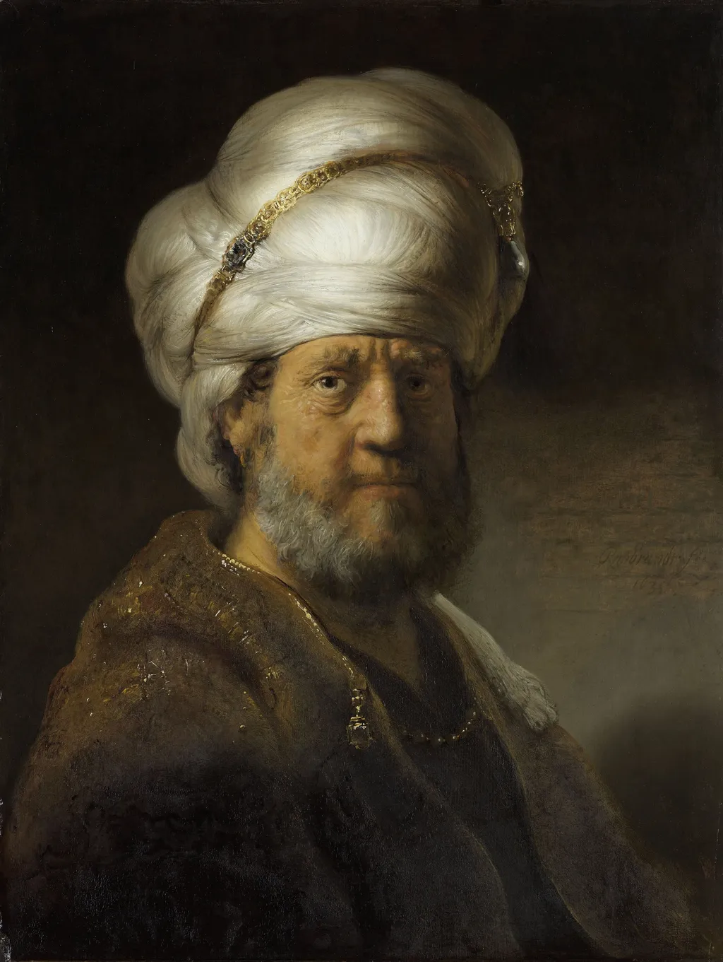 Man in Oriental Dress, by Rembrandt, oil, 1635