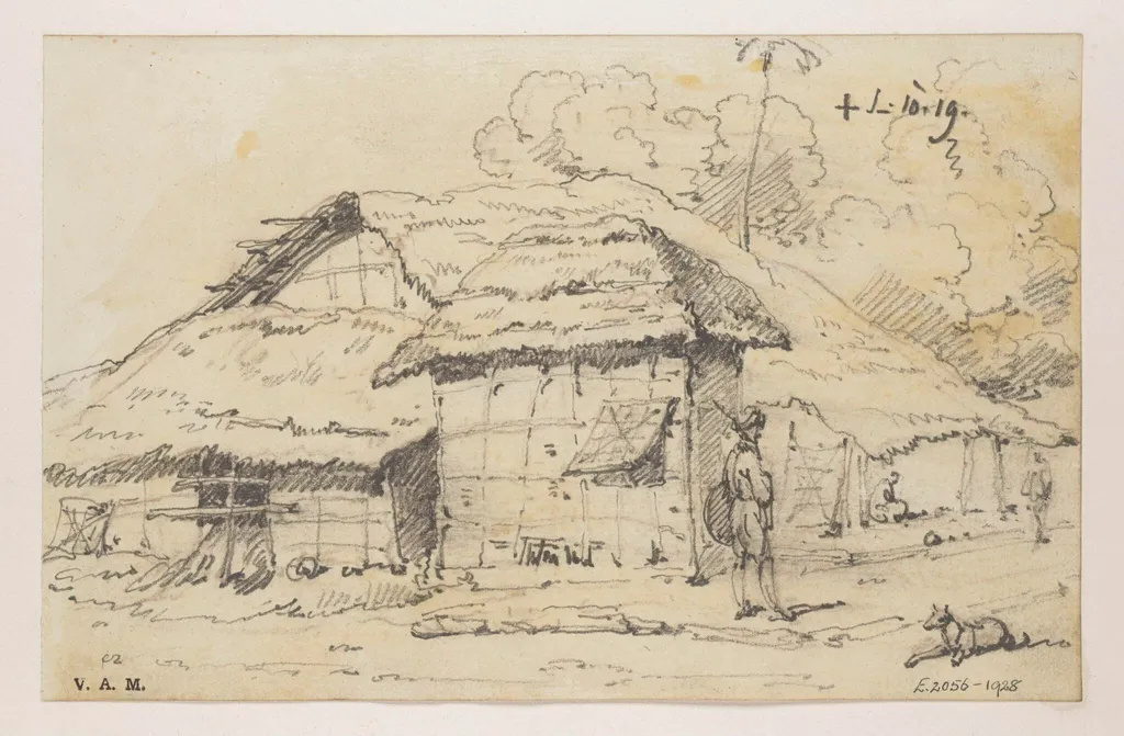 Village huts, Bengal, by George Chinnery, 8