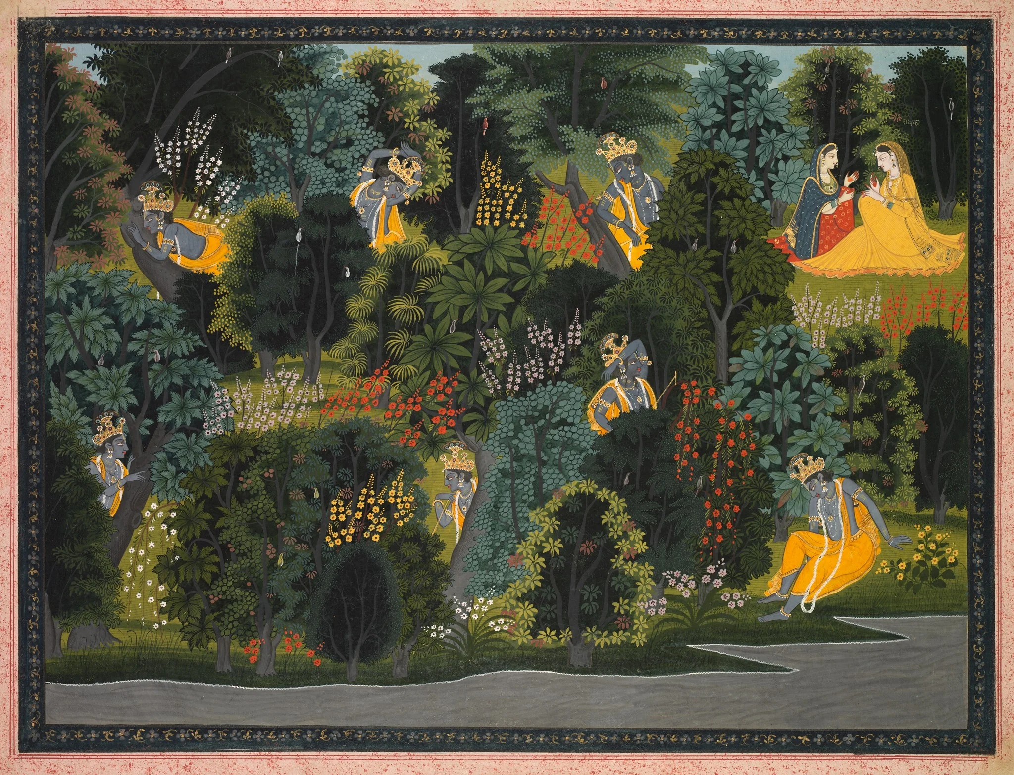 Krishna's Longing for Radha, from the Gita Govinda of Jayadeva, detail