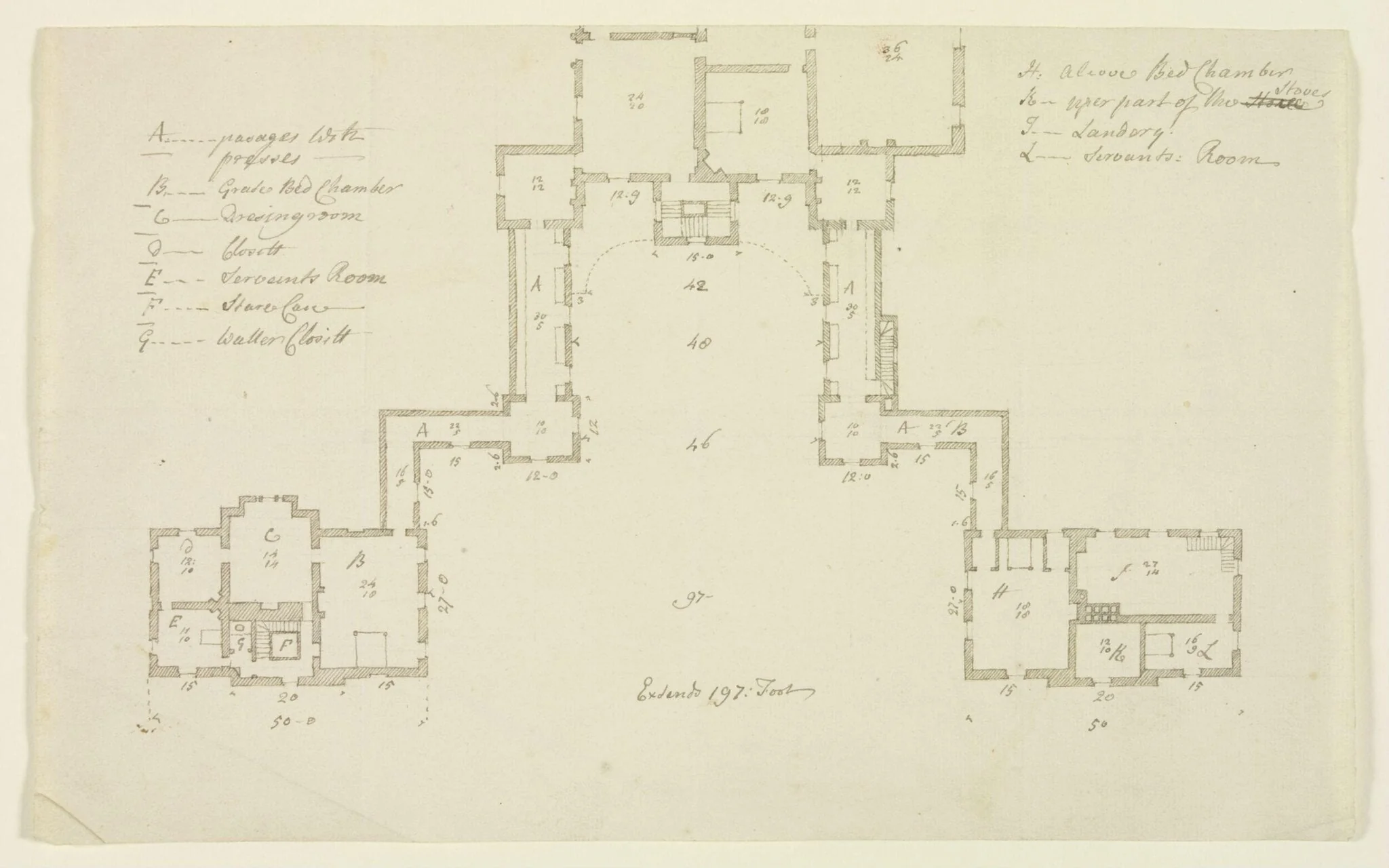 Sketch plan of additions to the North side of Combe Bank., detail
