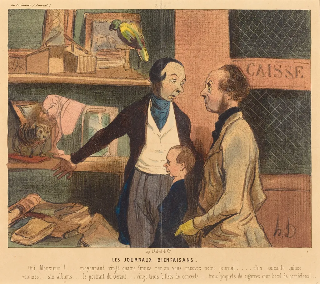 Les Journaux bienfaisans, by Honoré Daumier, ink, 1842