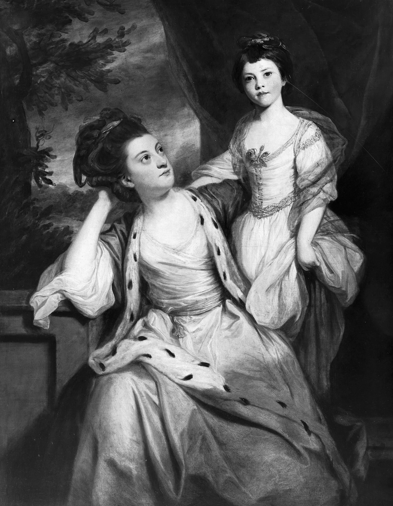 Portrait of Mrs. Boone and her Daughter, the later Lady Drummond, detail