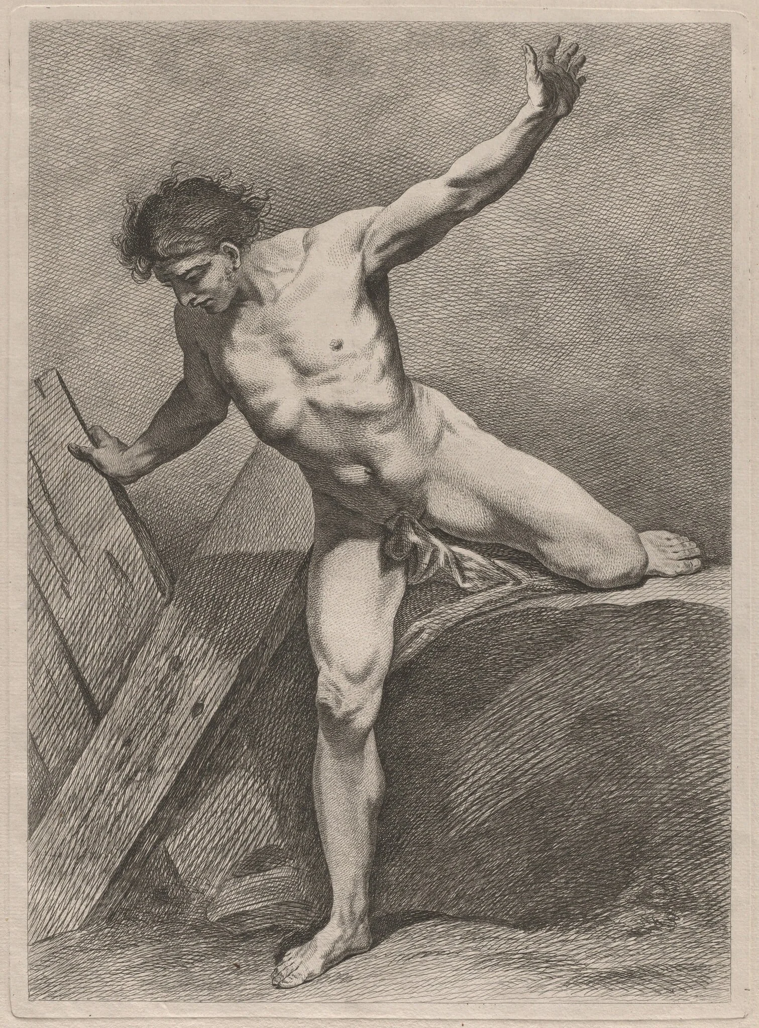 Climbing Man with Arms Outstretched, detail