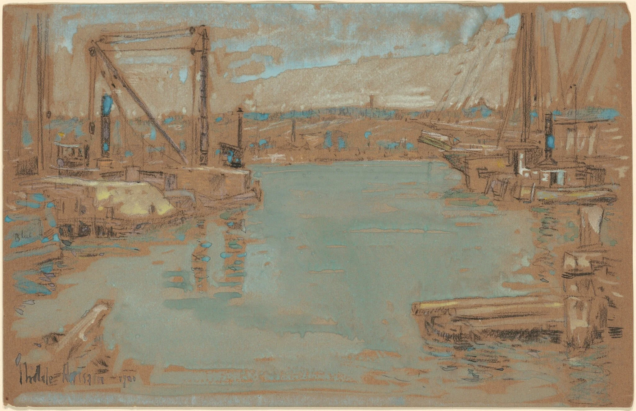 North River Dock, New York, detail
