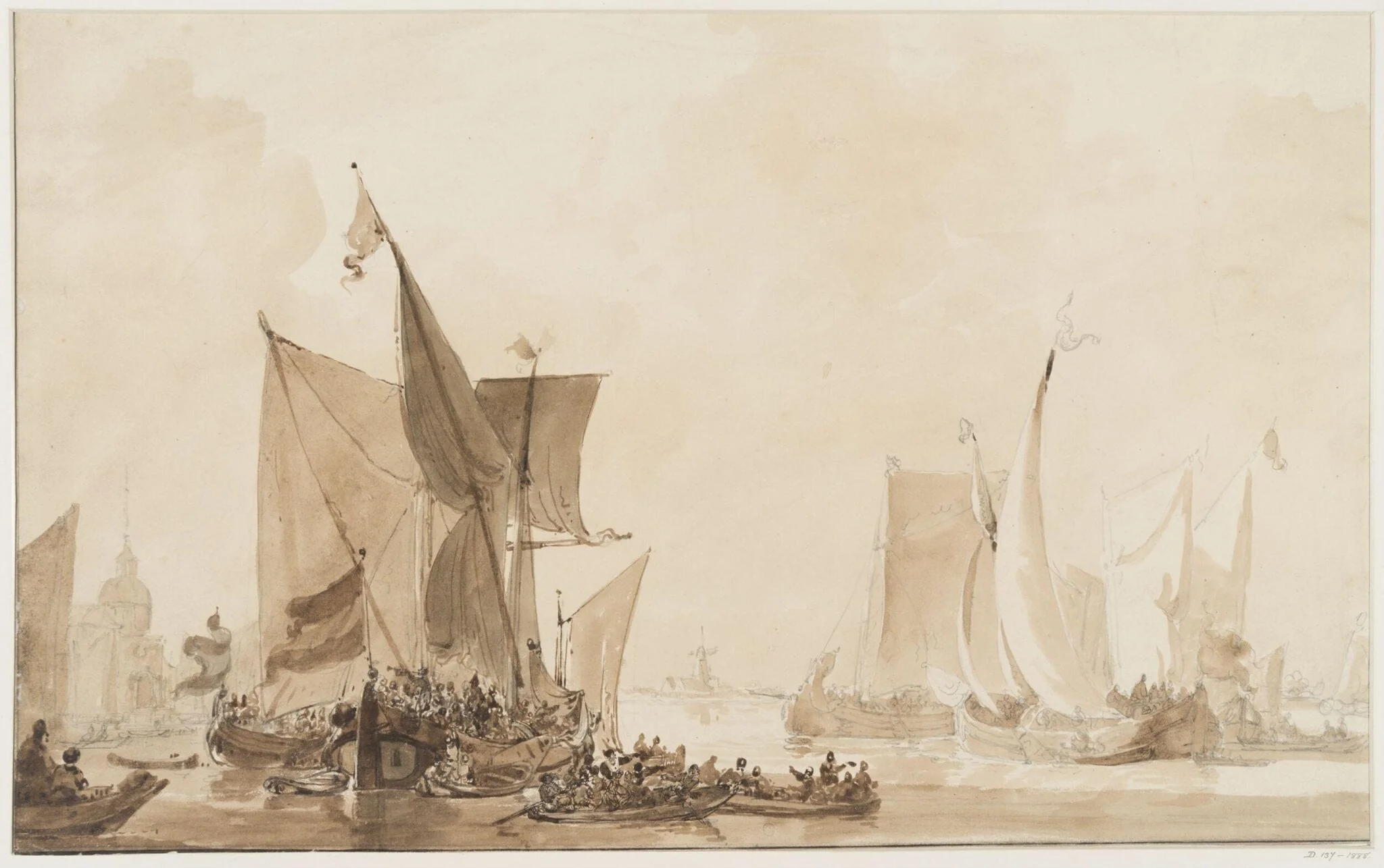 Seapiece with shipping, detail