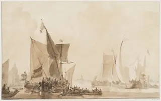 Seapiece with shipping, by Augustus Wall Callcott, 1805