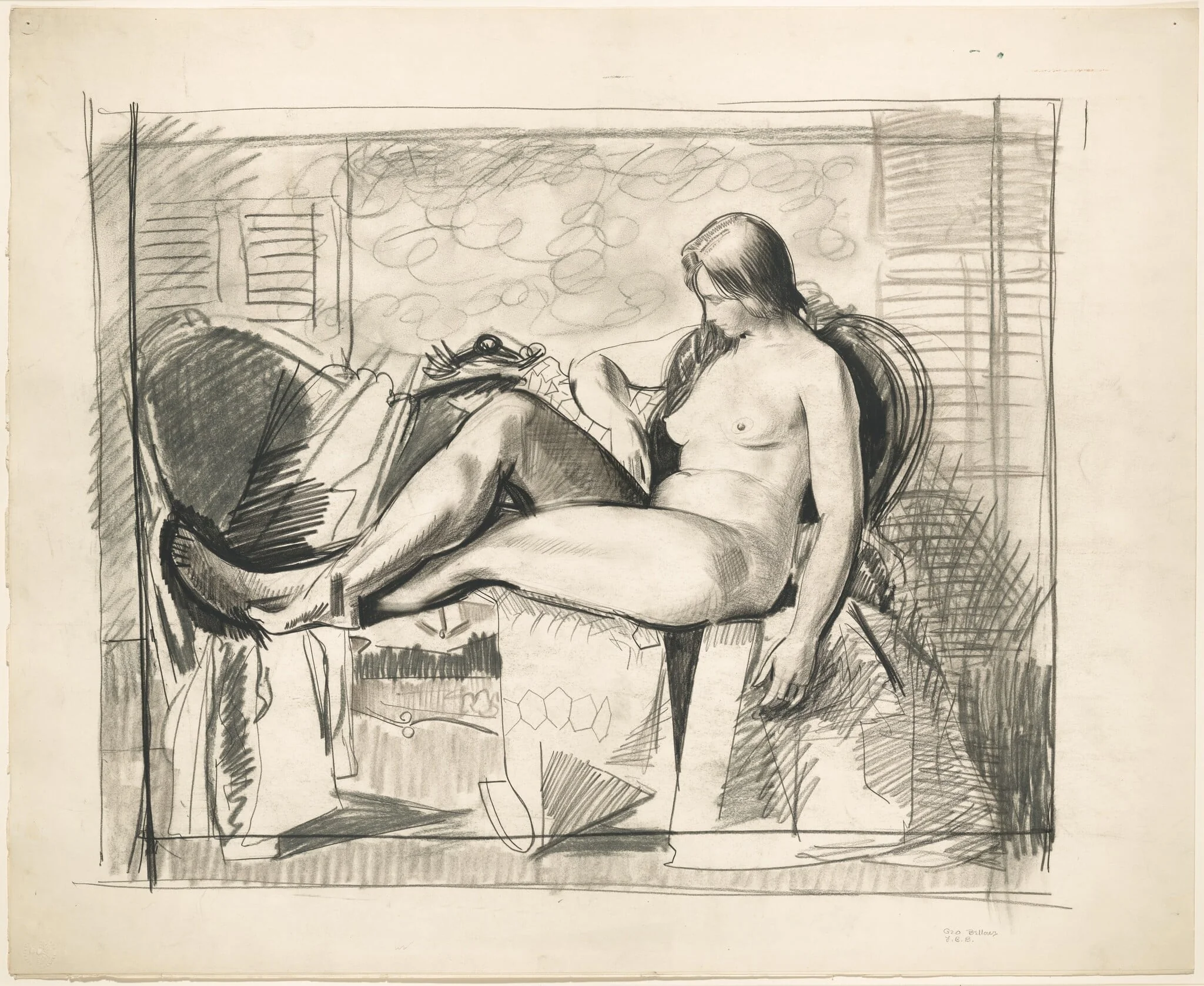 Study for Nude with Hexagonal Quilt, detail