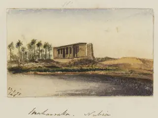 `Maharraka - Nubia', by George de Sausmarez, watercolor, 1855