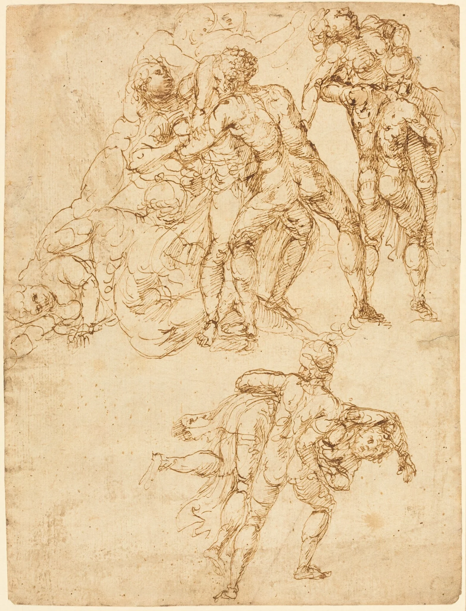 Studies for the Rape of the Sabine Women [verso], detail