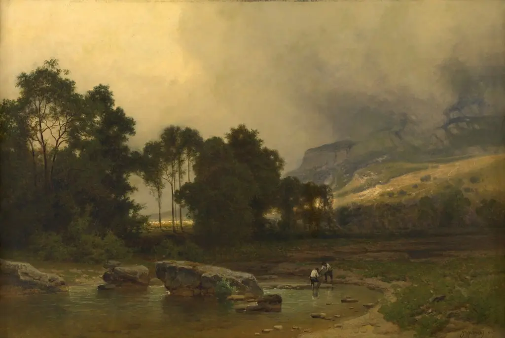 Landscape in Savoye, by Joseph Quinaux, oil, 1867