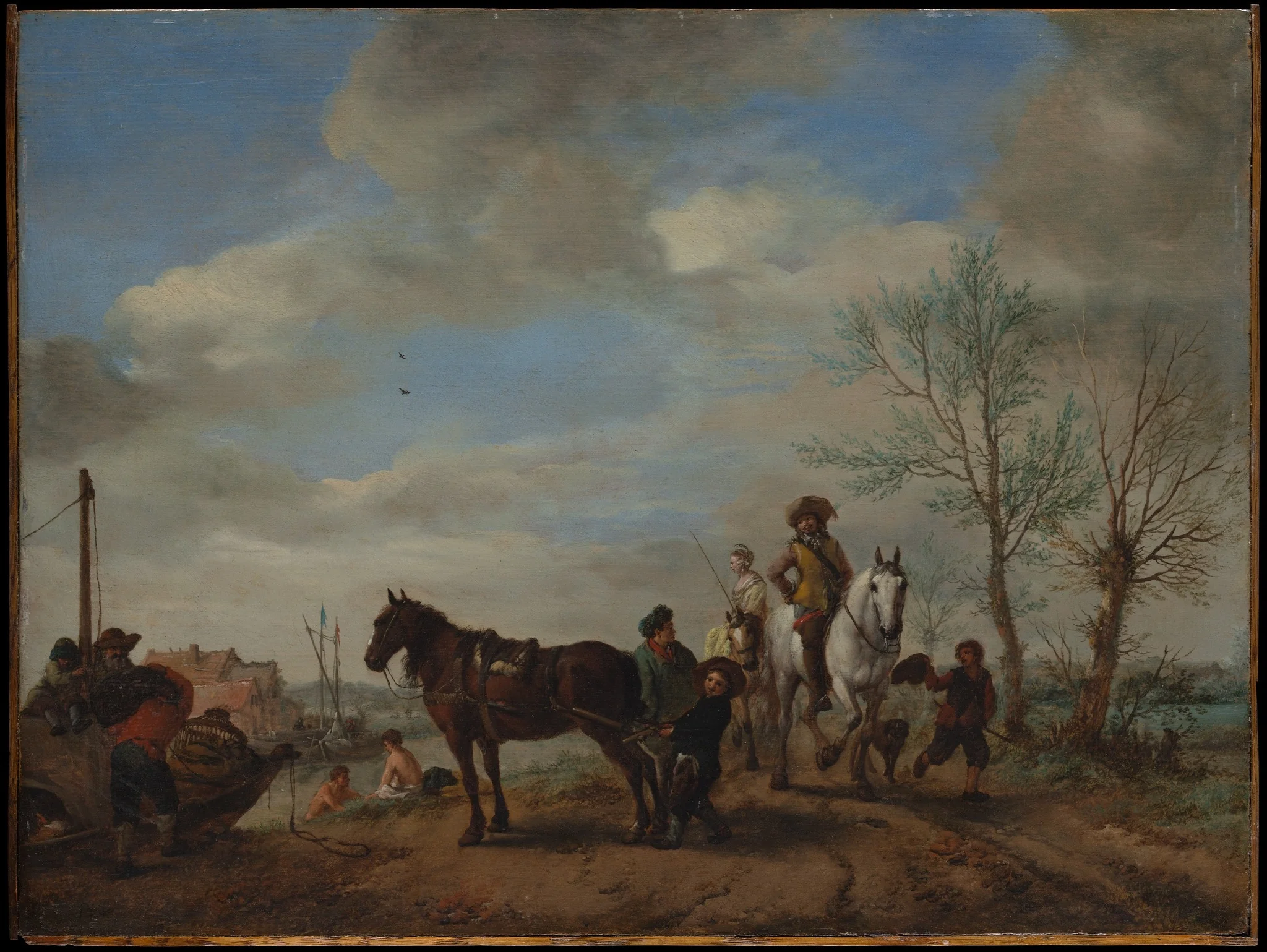 A Man and a Woman on Horseback, detail