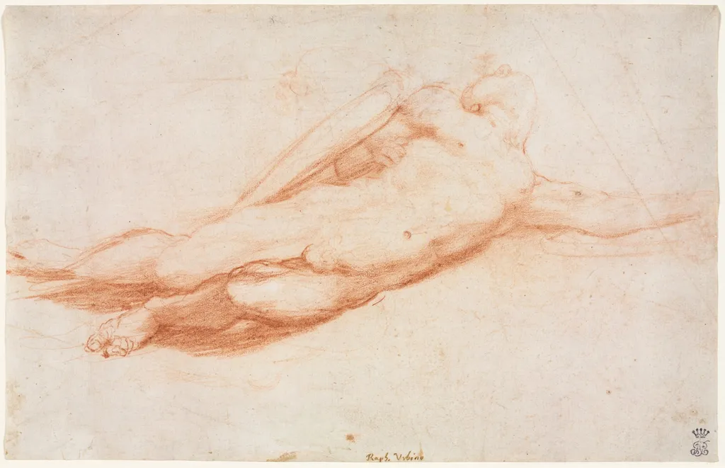 Study of a Fallen Soldier (possibly the Conversion of Saul) (recto), by Antonio da Correggio, 1525