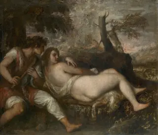 Nymph and Shepherd, by Titian, oil, 1570