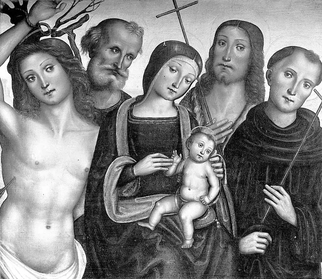 Mary with the child and Saints Sebastian, Antonius Eremita, Antonius of Padua and John the Baptist, detail