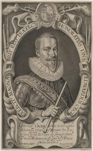Edward Cecil, Viscount Wimbledon, by Simon van de Passe, ink, 1618