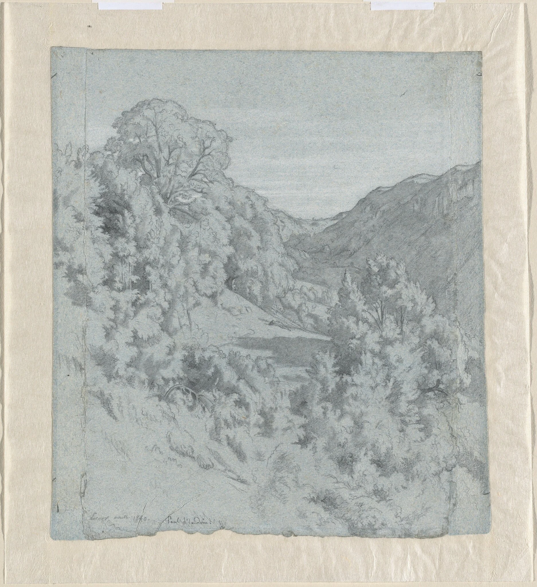 Sunlit Trees in a Valley near Lacoux, detail