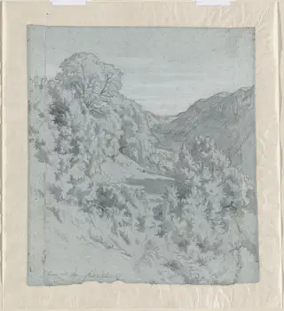 Sunlit Trees in a Valley near Lacoux, by Jean-Paul Flandrin, graphite, 1840