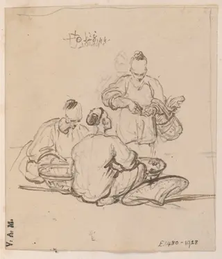 Three Chinese men with baskets, by George Chinnery, 7