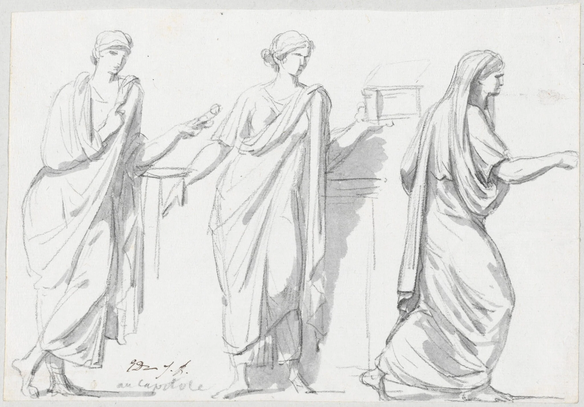 Figures from the Sarcophagus of the Muses, detail