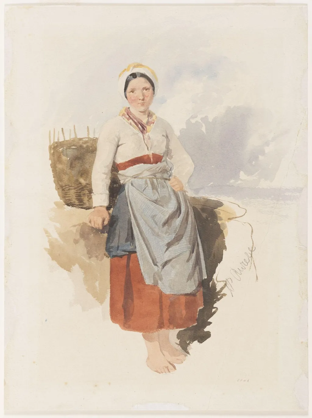 A Scottish Fisher Girl, by henry riviere, watercolor, 1811