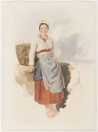 A Scottish Fisher Girl, by henry riviere, watercolor, 1811