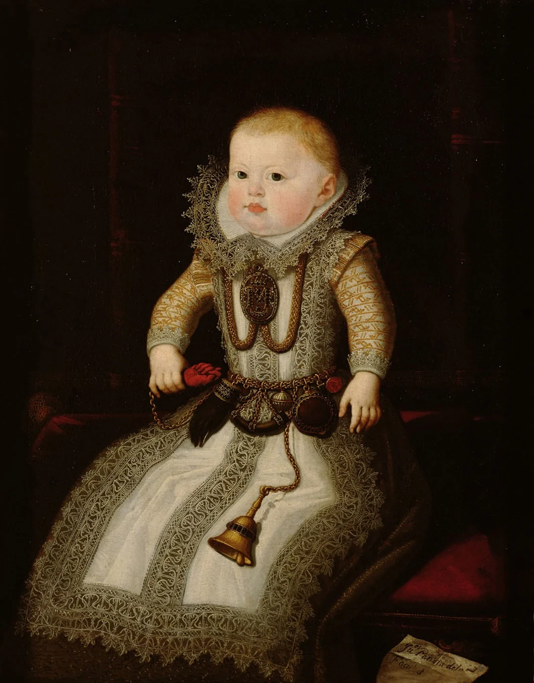 Infantin Maria Anna (1606-1646), Kaiserin, im Alter von 4 bis 5 Monaten, Bildnis in ganzer Figur, detail