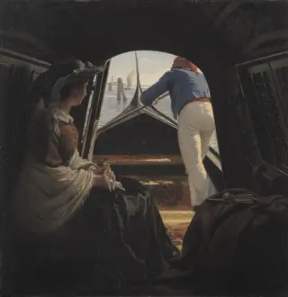 A Gondola, by Julius Exner, oil, 1859