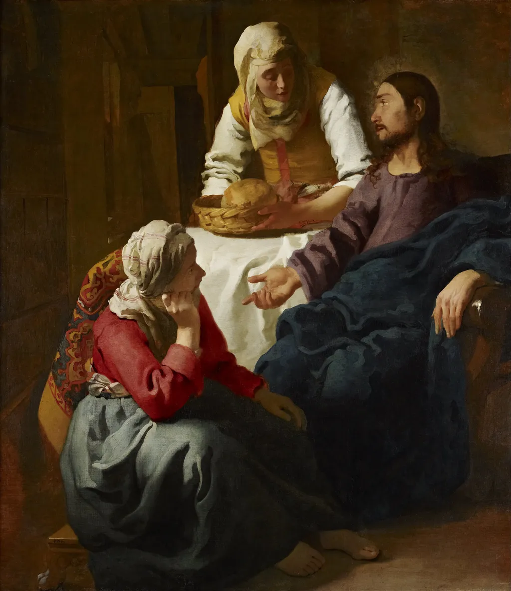 Christ in the House of Martha and Mary, by Johannes Vermeer, oil, 1650