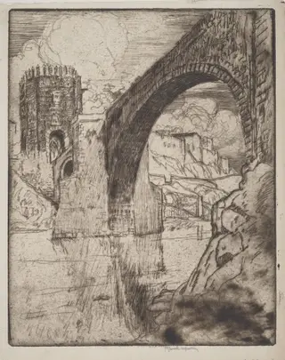 Arch of Bridge of Alcantara, by Joseph Pennell, ink, 1904