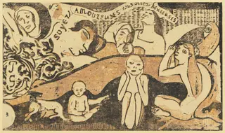 Be in Love and You will be Happy (Soyez amoureuses, vous serez heureuses), by Paul Gauguin, ink, 1898