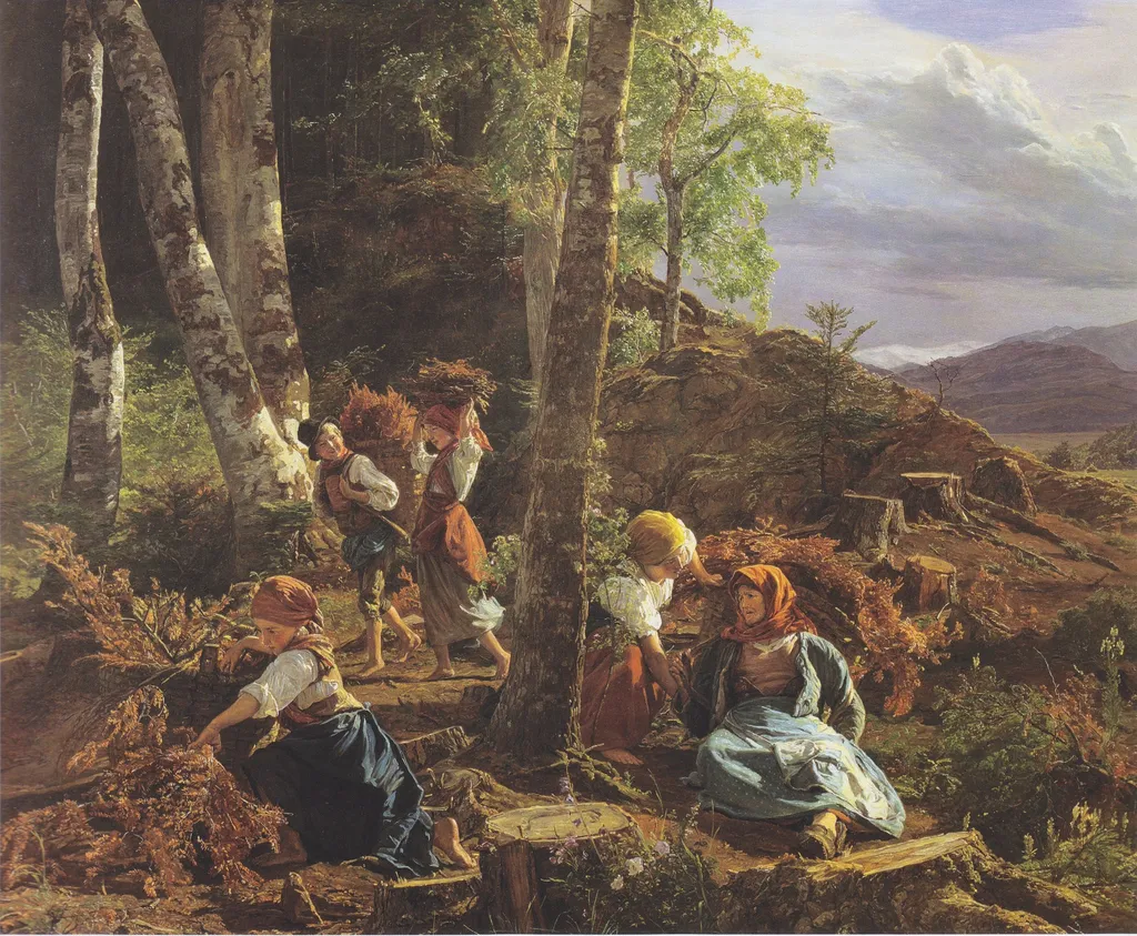 Brushwood collectors in the Wienerwald, by Ferdinand Georg Waldmüller, oil, 1855