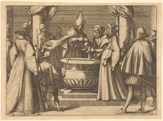 Baptism of the Prince of Spain, by Jacques Callot, ink, 1612
