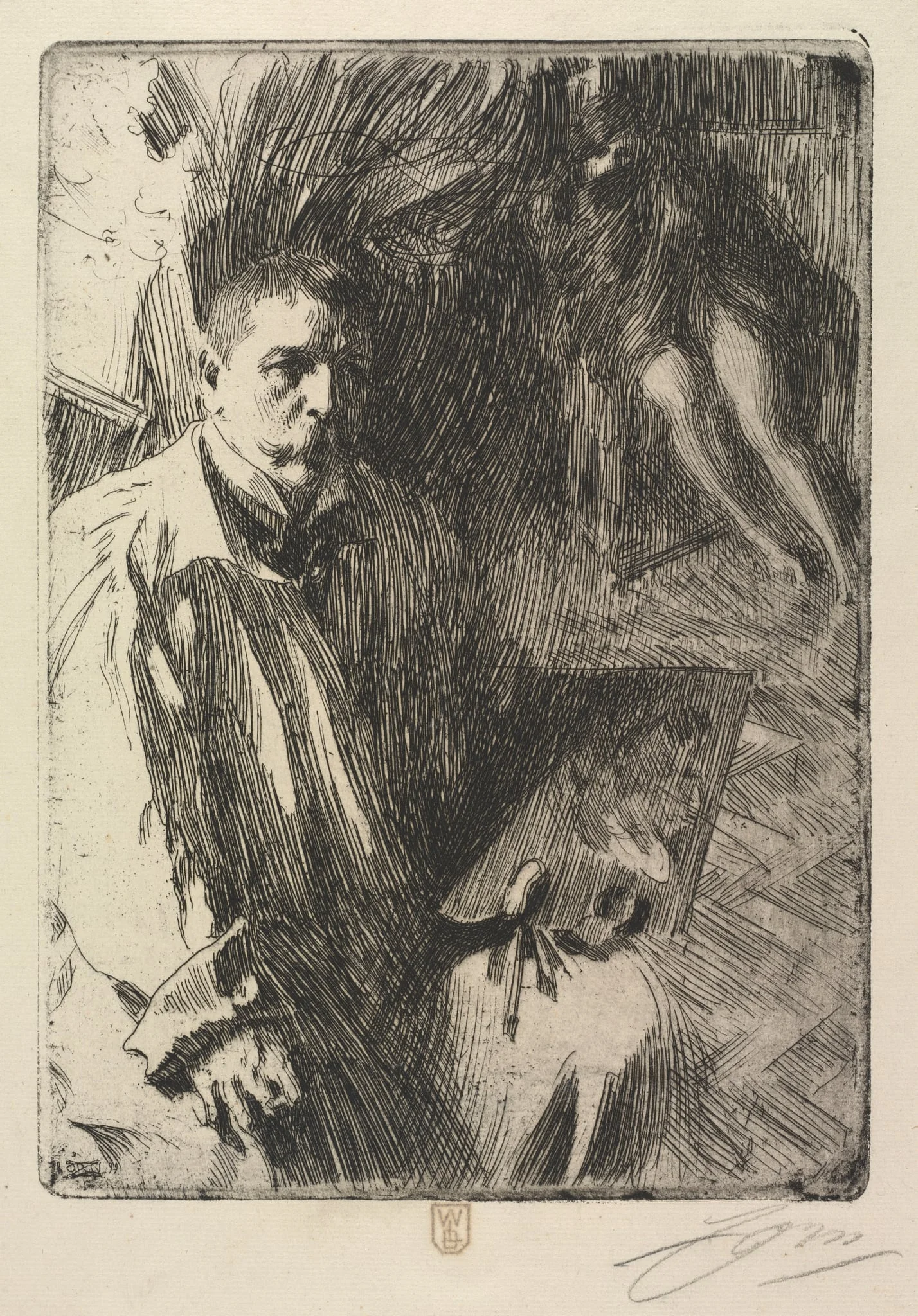 Portrait of the Artist and His Model, detail