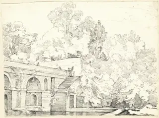 The Fishpond at Villa Madama, by Joseph-Marie Vien, chalk, 1748