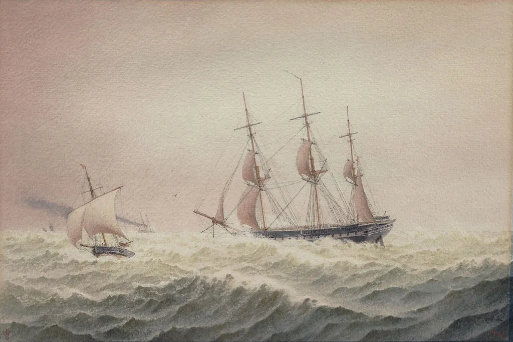 A 51 Gun Frigate, by William Frederick Settle, watercolor, 1883