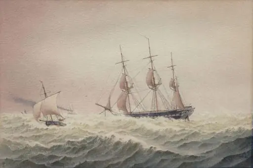 A 51 Gun Frigate, by William Frederick Settle, watercolor, 1883