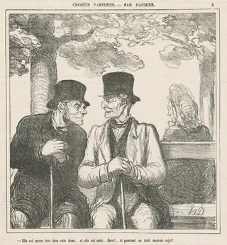 Elle est encore très bien, cette dame ..., by Honoré Daumier, ink, 1864