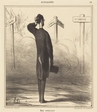 Bien embarassé, by Honoré Daumier, ink, 1866