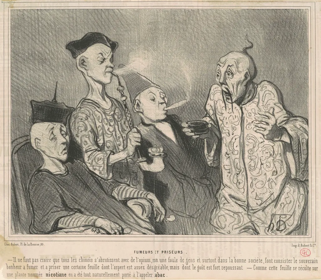 Fumeurs et priseurs, by Honoré Daumier, ink, 1844