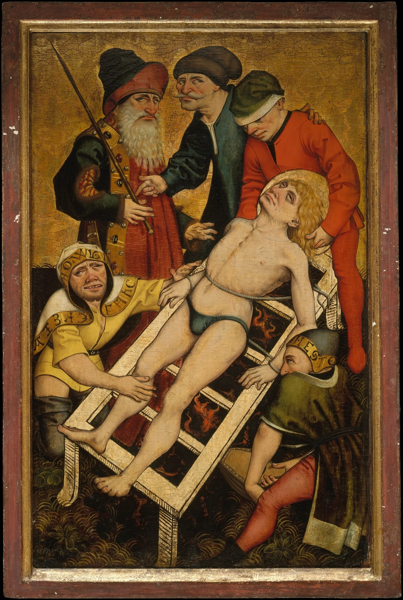 The Martyrdom of Saint Lawrence; (reverse) Giving Drink to the Thirsty, detail