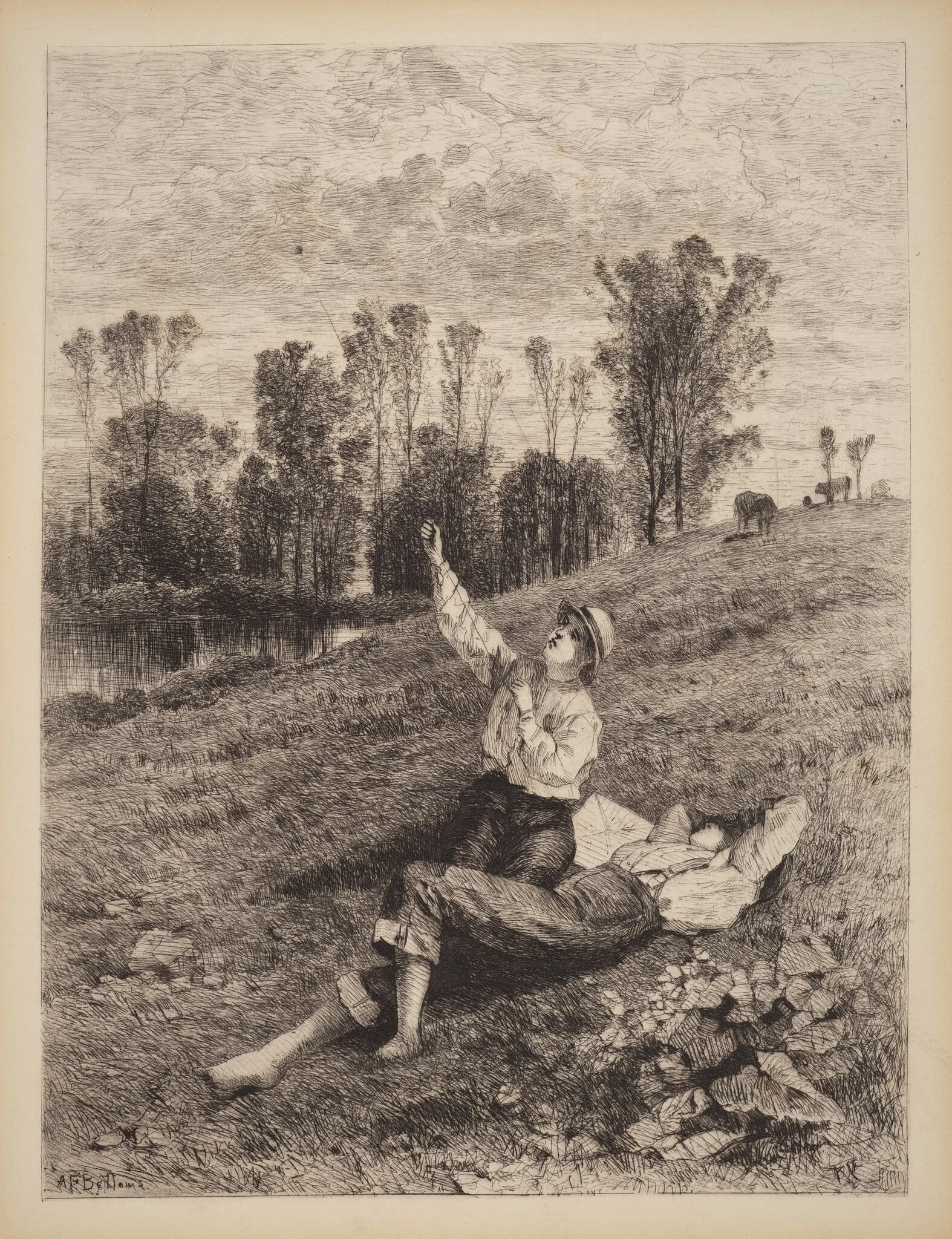 Untitled (Boys Flying a Kite), detail