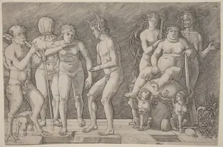 Virtus Combusta: An Allegory of Virtue, by Andrea Mantegna, ink, 1502