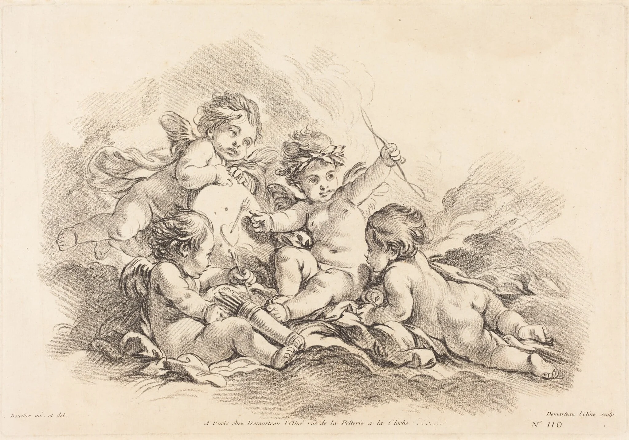 Four Cherubs at Target Practice, detail