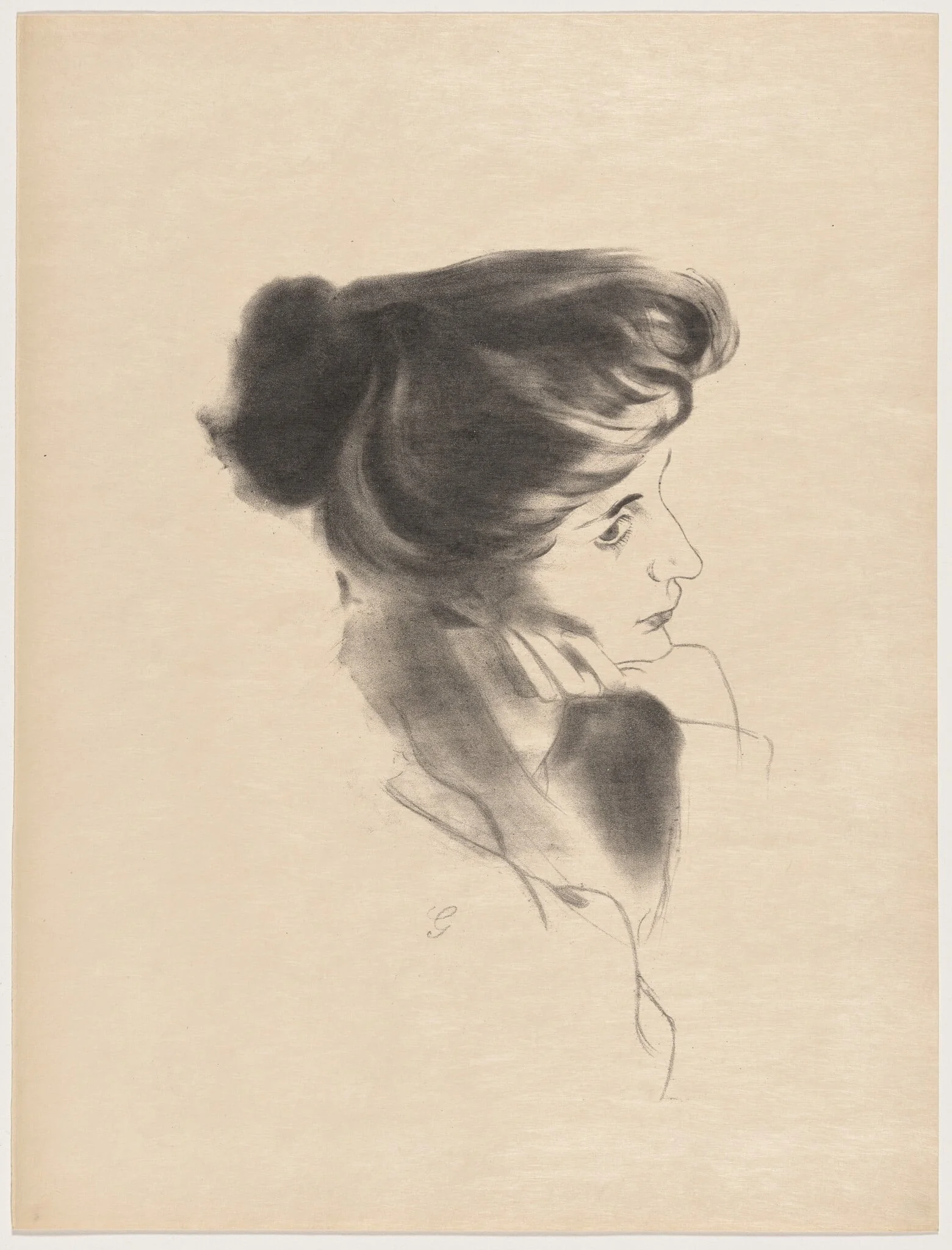 Tête de femme, profil à droite (Head of a Woman in Profile to the Right), detail