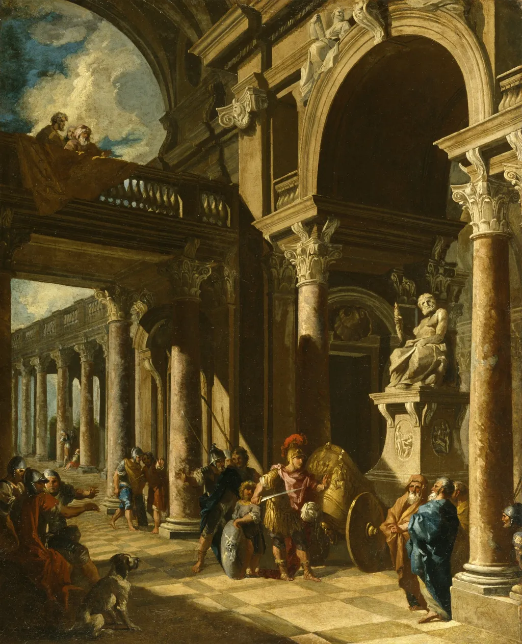 Alexander the Great Cutting the Gordian Knot, by Giovanni Paolo Panini, oil, 1718