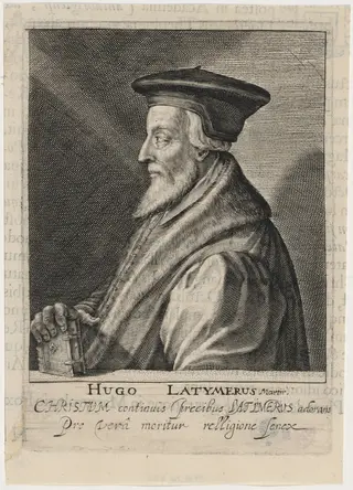 Hugh Latimer, Bishop of Worcester, Protestant Martyr, by Willem de Passe, ink, 1620