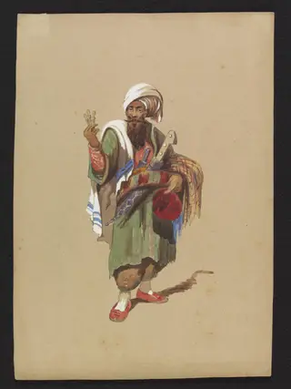 A seller of Fezes and Amber mouthpieces, by H. H. Morant, watercolor, 1853