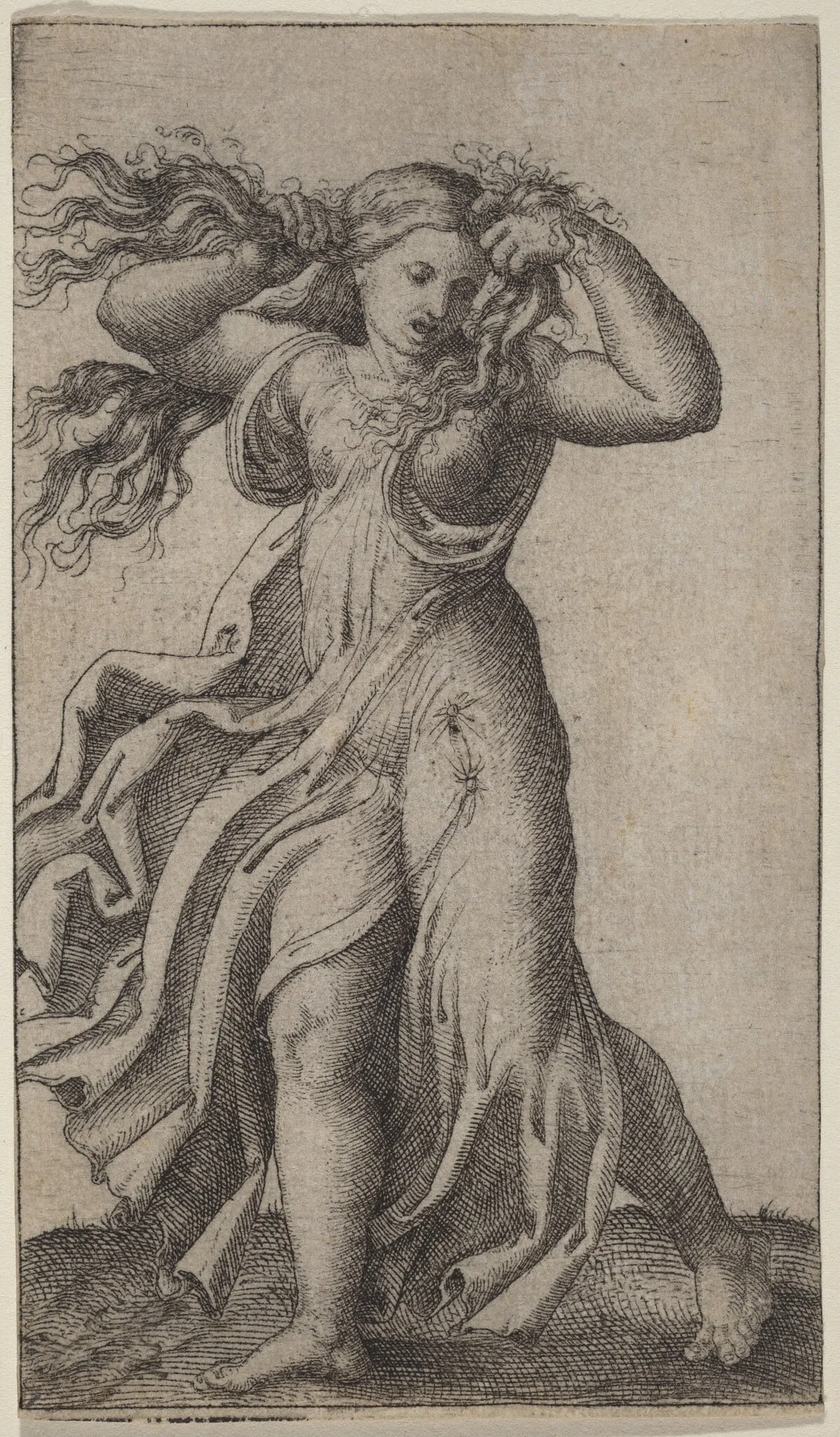 Woman Pulling Her Hair, detail